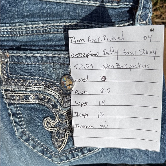 Rock revival Betty easy skinny size 29/30 open back pockets Blue Jeans # 04 - Picture 10 of 10